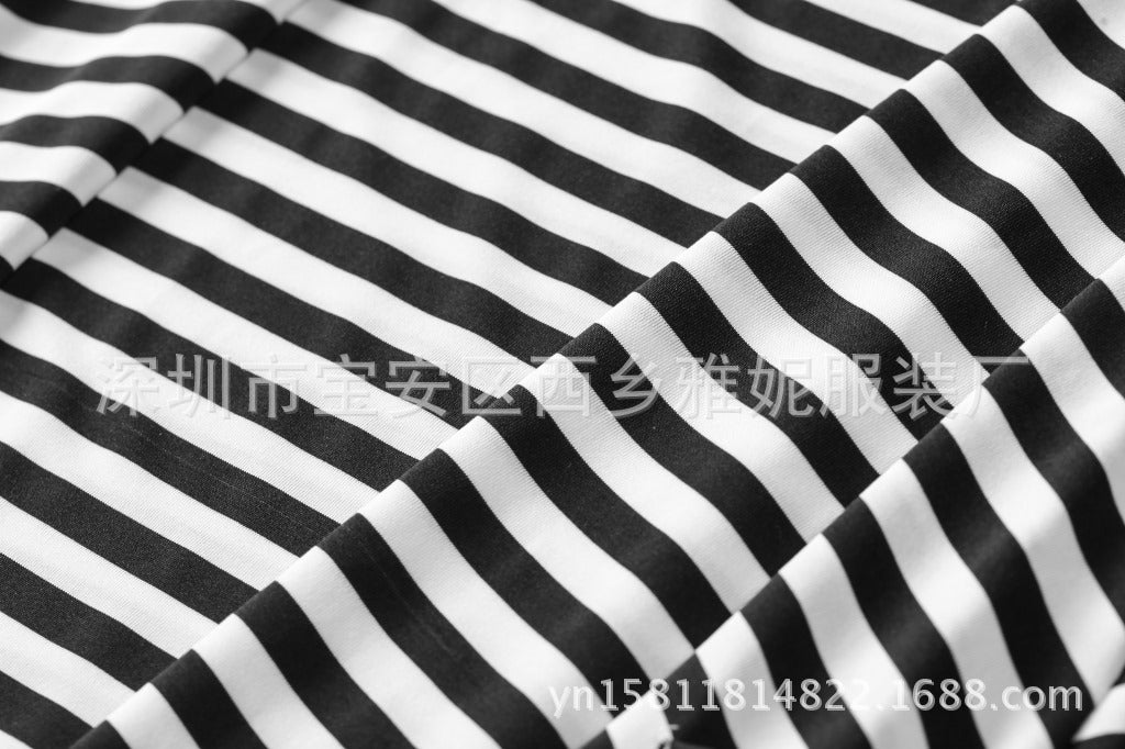Family Matching Parent-child Black and White Stripe Casual Dress