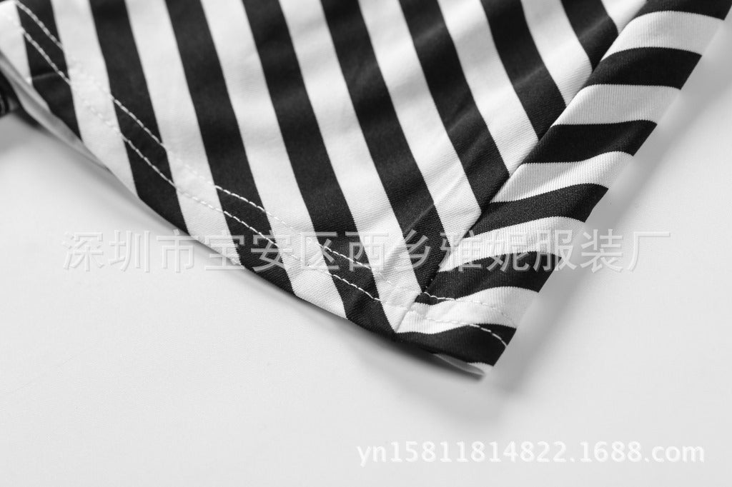 Family Matching Parent-child Black and White Stripe Casual Dress