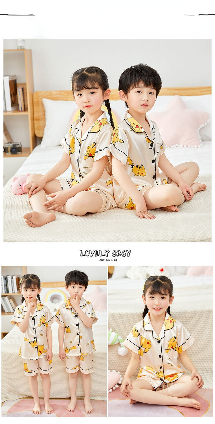 Kid Boys Girls Home Set Summer Short Sleeved Pajamas