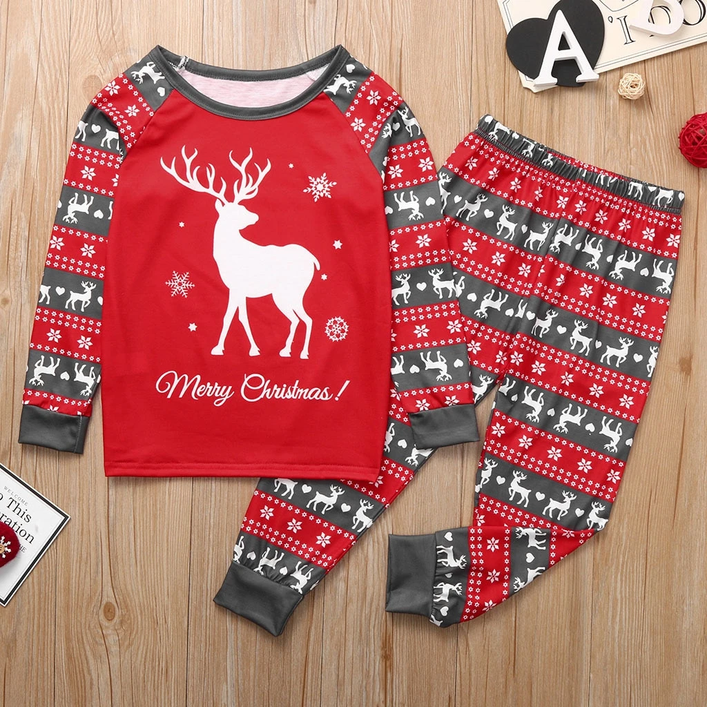 Family Matching Christmas Pajamas Adult Kids Sleepwear Nightwear