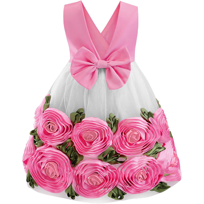 Toddler Kid Girls Flower Birthday Princess Rose Wedding Bridesmaid Dress 2-8T - honeylives