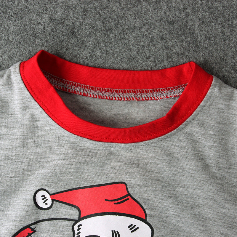 Boys Spring Christmas Santa Claus Long-sleeved Home Wear Pajamas 2 Pcs