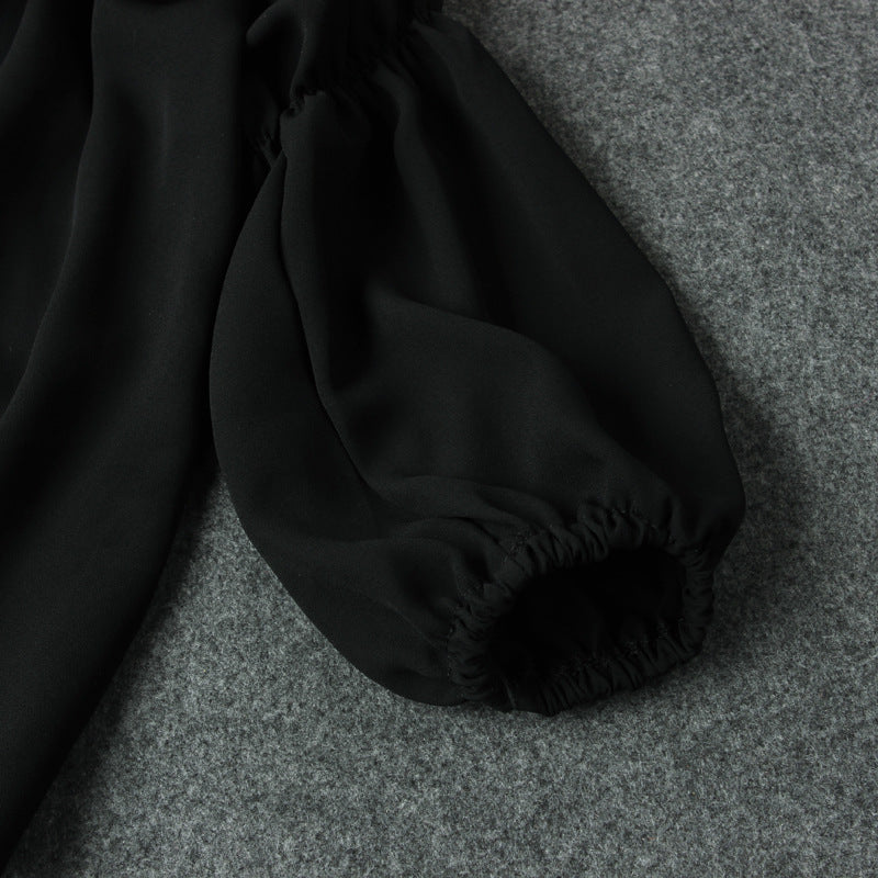 Kid Baby Girl Suit Chiffon A Word Collar Dew Shoulder Spring 2 Pcs Sets