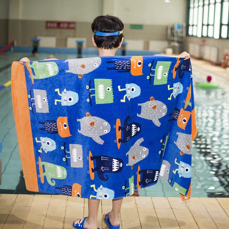 Kid Thicken Cartoon Cotton Bath Beach Towel Compressed Pajamas