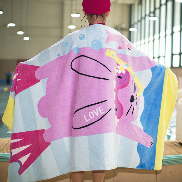 Kid Thicken Cartoon Cotton Bath Beach Towel Compressed Pajamas