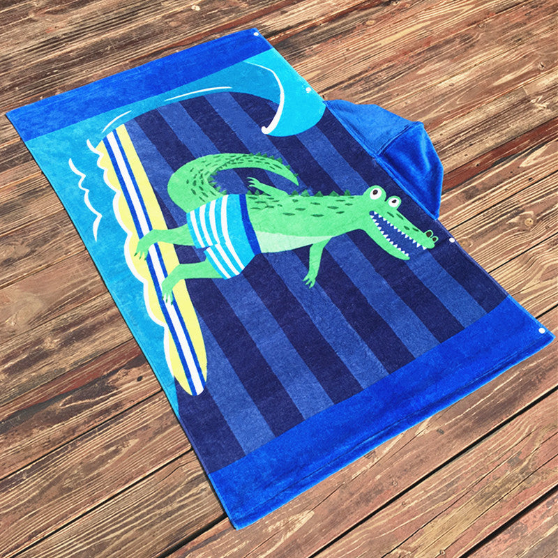 Kid Baby Pure Cotton Towel Poncho Gym Sports Hooded Mermaid Bathrobe Pajamas