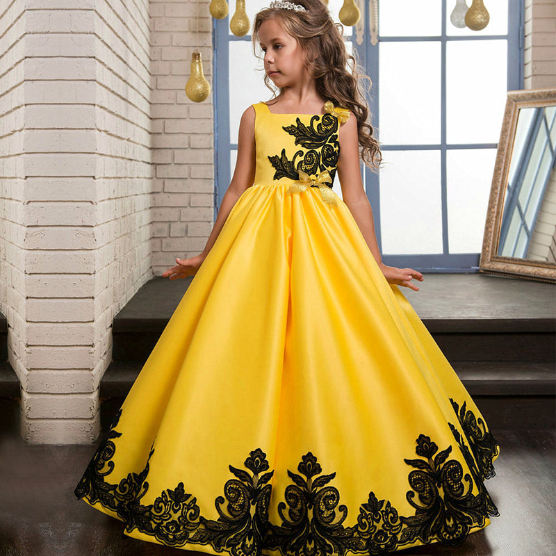 Kid Girl Long Runway Princess Prom Wedding Dresses