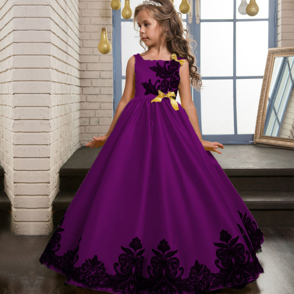 Kid Girl Long Runway Princess Prom Wedding Dresses