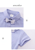 Kid Baby Boys Summer Short Sleeve Shorts Striped Gentleman Set 3 Pcs