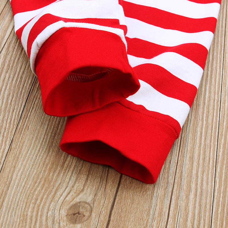 Kids Spring Autumn Christmas Long Sleeve Stripe Pajamas 2 Pcs