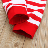 Kids Spring Autumn Christmas Long Sleeve Stripe Pajamas 2 Pcs