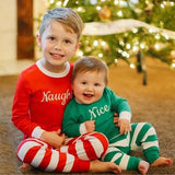 Kids Spring Autumn Christmas Long Sleeve Stripe Pajamas 2 Pcs
