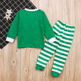 Kids Spring Autumn Christmas Long Sleeve Stripe Pajamas 2 Pcs
