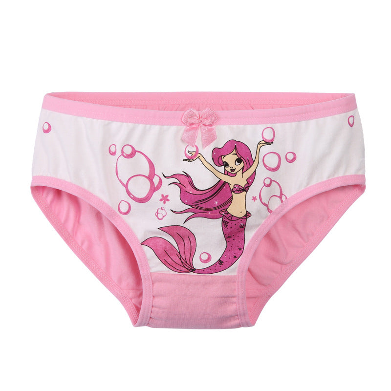 Kid Girl Mermaid Printed Cartoon Soft Kawaii Underwear 4 Pieces/Lot