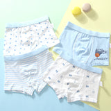 Kid Boys Underwear Cartoon Shorts Panties Stripes Teenagers Cotton 4 Pack/Lot