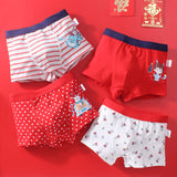 Kid Boys Underwear Cartoon Shorts Panties Stripes Teenagers Cotton 4 Pack/Lot
