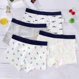 Kid Boys Underwear Cartoon Shorts Panties Stripes Teenagers Cotton 4 Pack/Lot