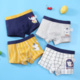 Kid Boys Underwear Cartoon Shorts Panties Stripes Teenagers Cotton 4 Pack/Lot