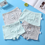 Kid Boys Underwear Cartoon Shorts Panties Stripes Teenagers Cotton 4 Pack/Lot
