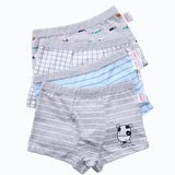 Kid Boys Underwear Cartoon Shorts Panties Stripes Teenagers Cotton 4 Pack/Lot