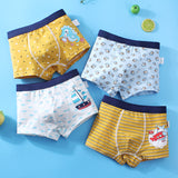 Kid Boys Underwear Cartoon Shorts Panties Stripes Teenagers Cotton 4 Pack/Lot