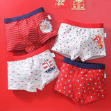 Kid Boys Underwear Cartoon Shorts Panties Stripes Teenagers Cotton 4 Pack/Lot