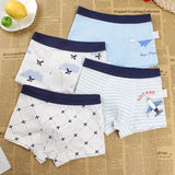 Kid Boys Underwear Cartoon Shorts Panties Stripes Teenagers Cotton 4 Pack/Lot