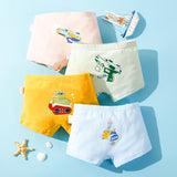 Kid Boys Underwear Cartoon Shorts Panties Stripes Teenagers Cotton 4 Pack/Lot