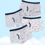 Kid Boys Underwear Cartoon Shorts Panties Stripes Teenagers Cotton 4 Pack/Lot
