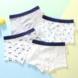 Kid Boys Underwear Cartoon Shorts Panties Stripes Teenagers Cotton 4 Pack/Lot
