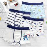 Kid Boys Underwear Cartoon Shorts Panties Stripes Teenagers Cotton 4 Pack/Lot