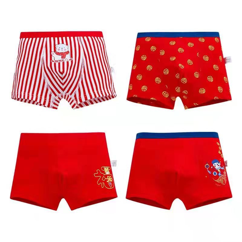 Kid Boy Cartoon Dinosaur Underwear Shorts Toddler Stripe Cotton 4 Pieces/Lot