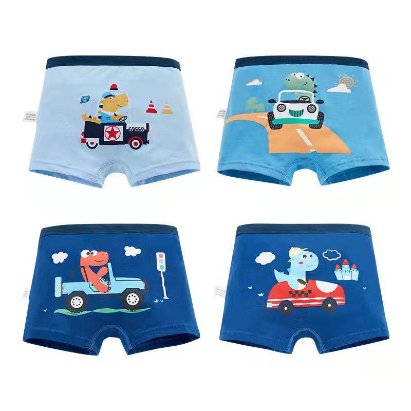 Kid Boy Cartoon Dinosaur Underwear Shorts Toddler Stripe Cotton 4 Pieces/Lot