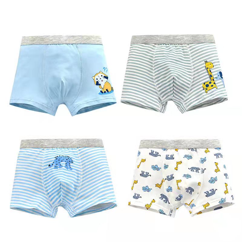 Kid Boy Cartoon Dinosaur Underwear Shorts Toddler Stripe Cotton 4 Pieces/Lot