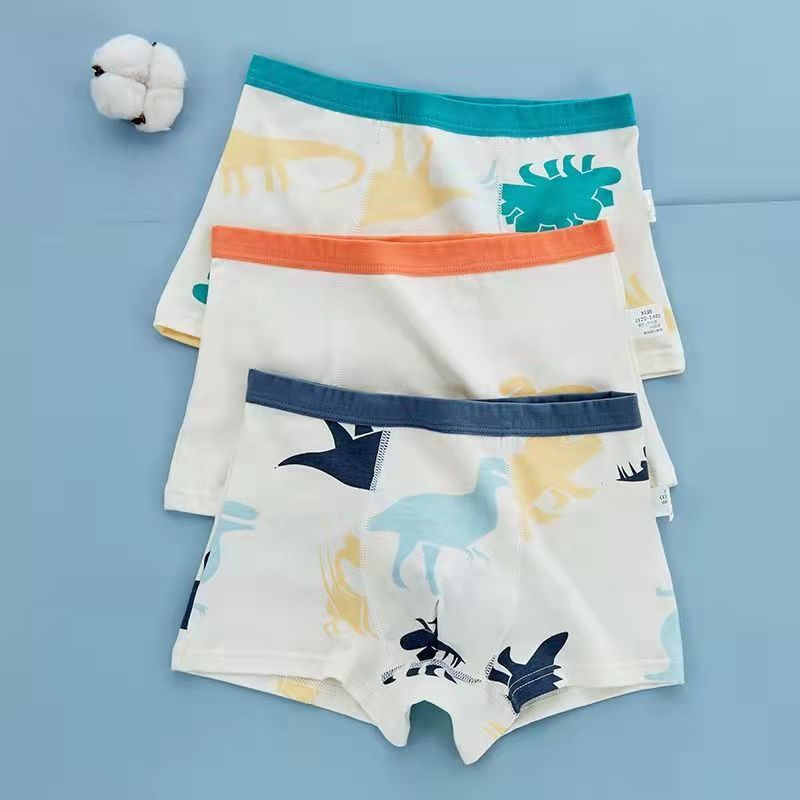 Kid Boy Cartoon Dinosaur Underwear Shorts Toddler Stripe Cotton 4 Pieces/Lot