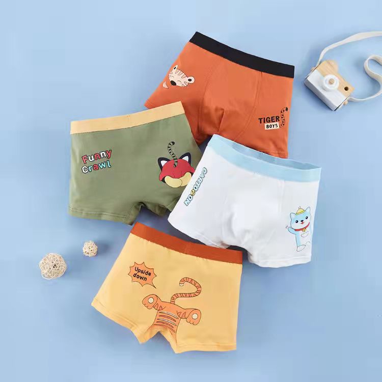 Kid Boy Cartoon Dinosaur Underwear Shorts Toddler Stripe Cotton 4 Pieces/Lot