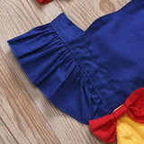 Baby Girl Fly Sleeve Patchwork Bowknot Ruffled Backless Romper 2 Pcs Sets
