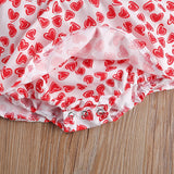 Baby Girl Heart Printed Sleeveless Dress Ruffle Valentine 2 Pcs Sets