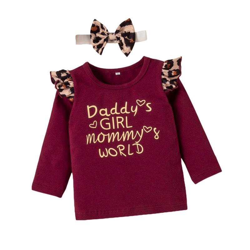 Baby Girl Letter Print Long Sleeve Ruffle Suits 3 Pcs Sets