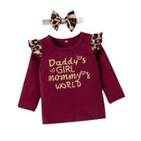 Baby Girl Letter Print Long Sleeve Ruffle Suits 3 Pcs Sets