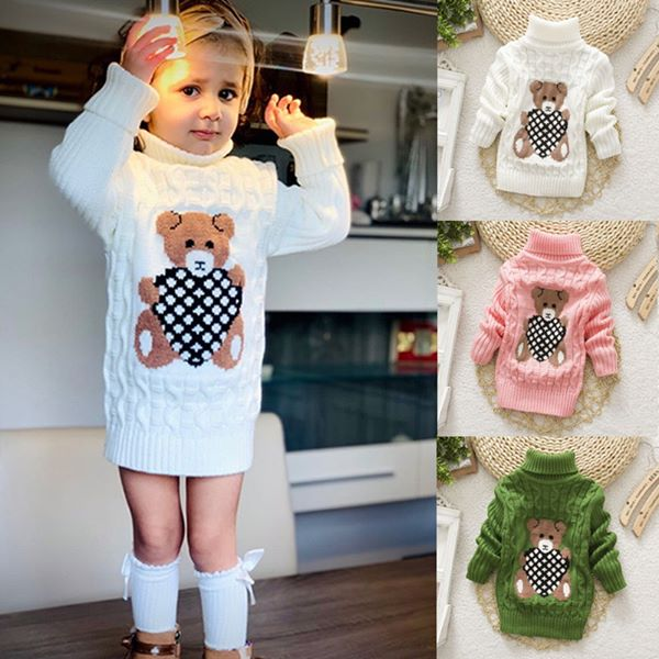 Girls Boys Warm Thick Knitted Turtleneck Sweaters