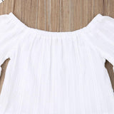Toddler Baby Girl Fashion Off Shoulder Lace Pearl 2 Pcs Sets