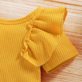 Baby Girls Ruffle Ribbed Sunflower Shorts 3 Pcs Set