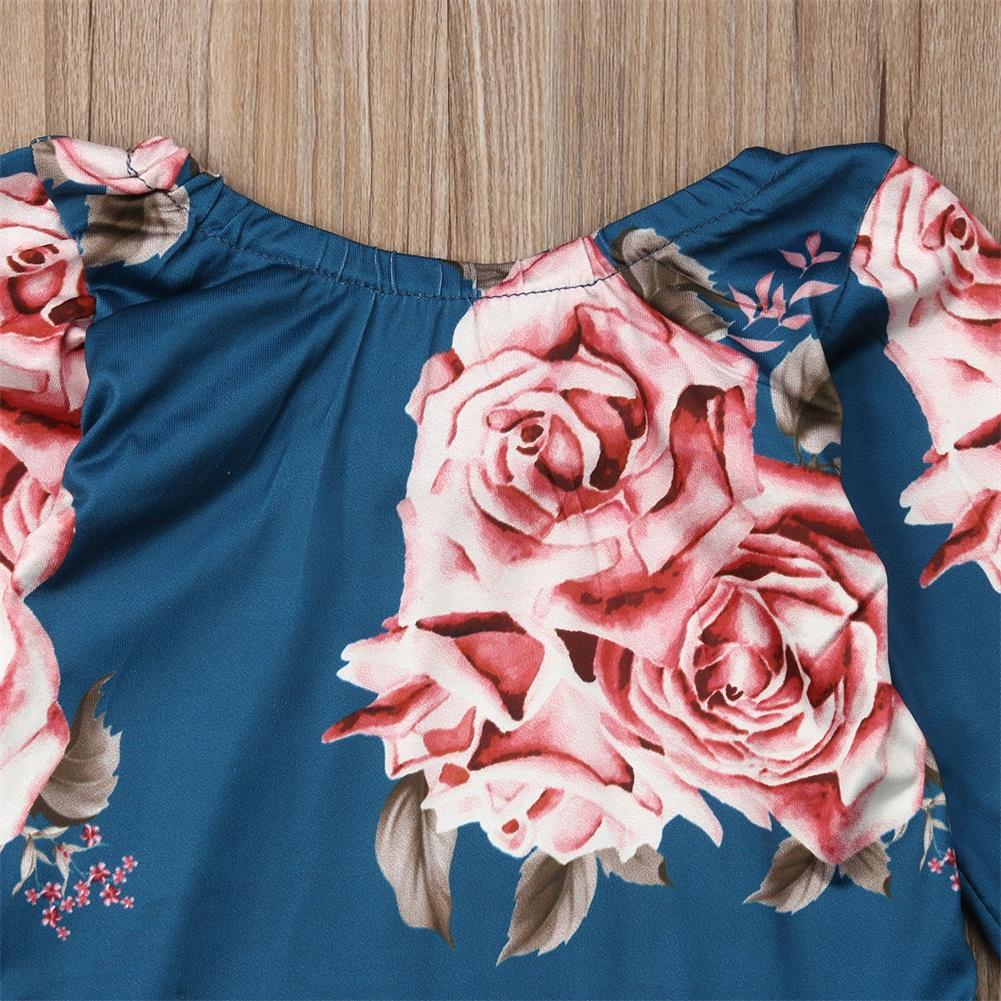 Baby Girl Long Sleeve Floral Romper Warm 2 Pcs Set
