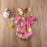 Baby Girl Off Shoulder Sunflower  Short Sleeve Romper 2 Pcs Set