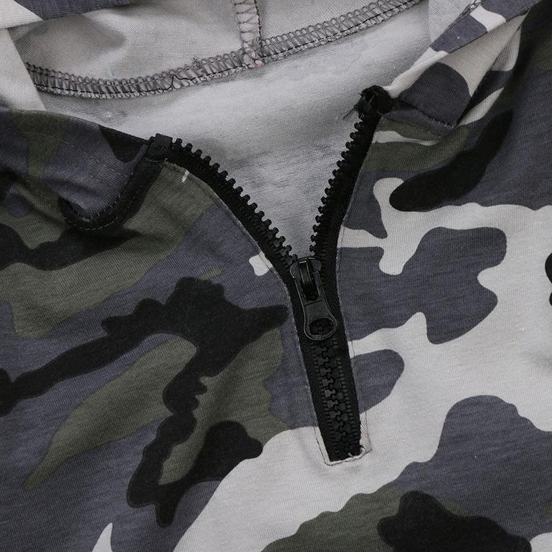 Baby Boy Girl Long Sleeve Camouflage Zip-Up Jumpsuit Romper