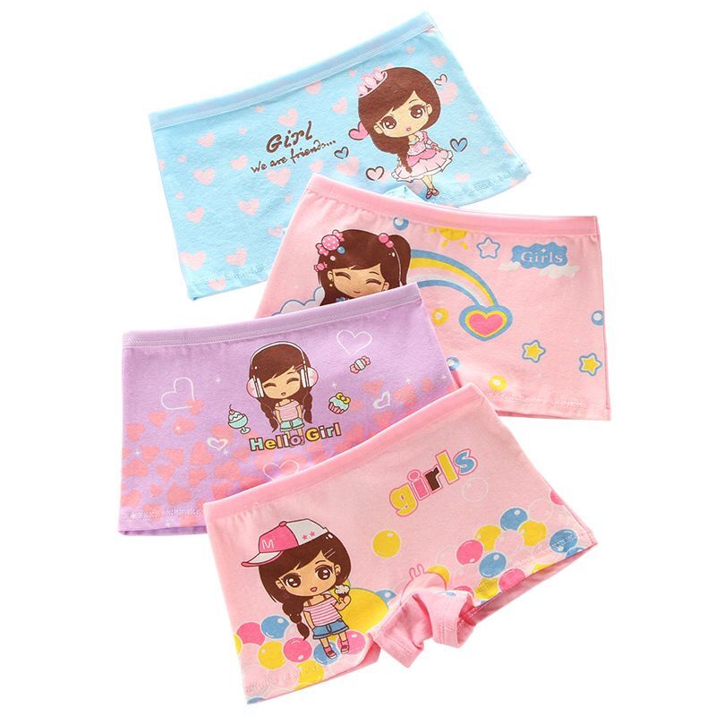 Kid Baby Girls Cotton Underwear Boxer Shorts 4 Piece/Lot