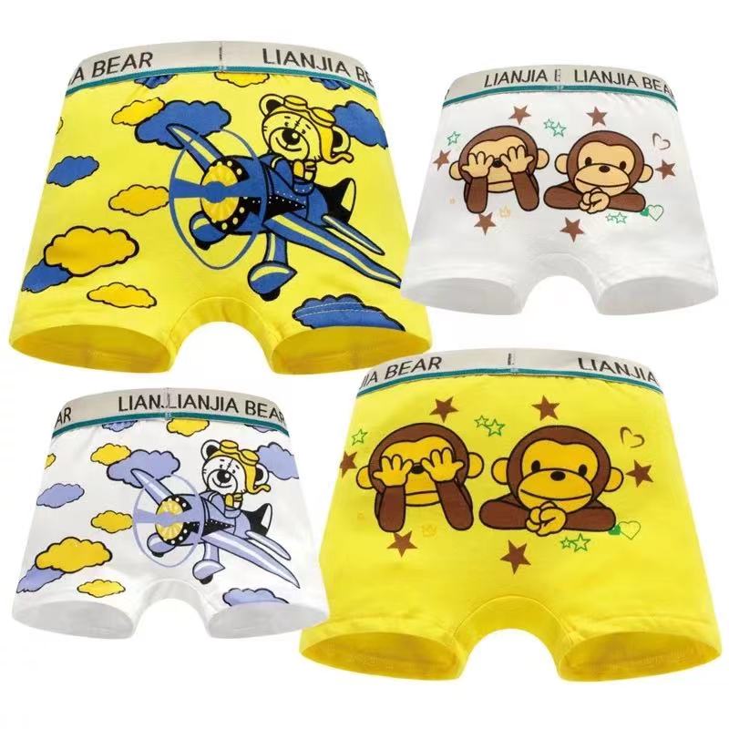 Kid Soft Cotton Boxers Underwear Shorts Cute Breathable 4 Pieces/Lot