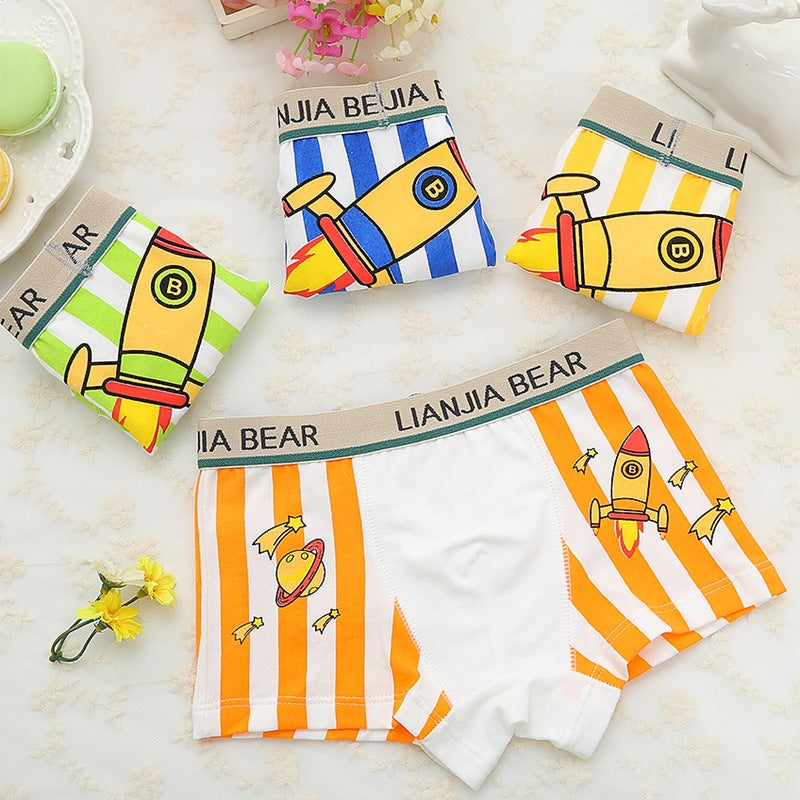 Kid Soft Cotton Boxers Underwear Shorts Cute Breathable 4 Pieces/Lot