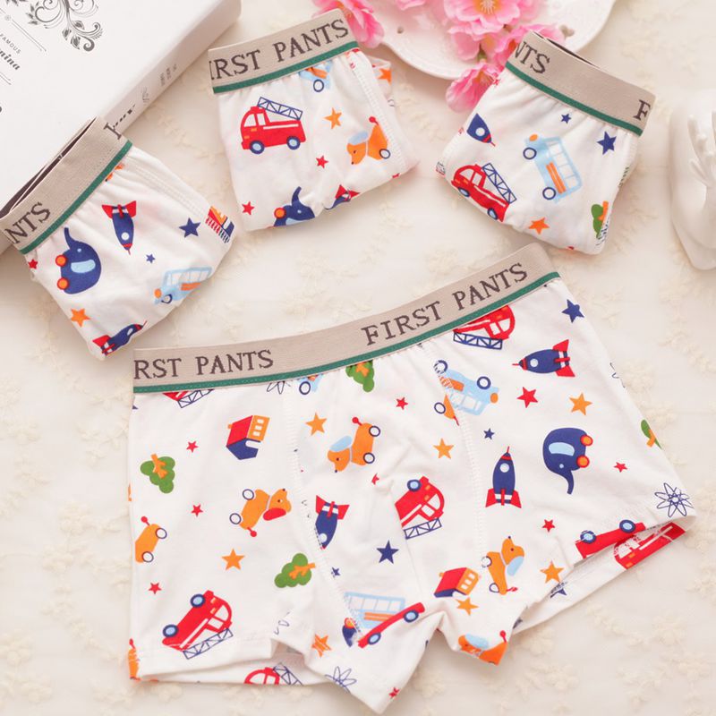 Kid Soft Cotton Boxers Underwear Shorts Cute Breathable 4 Pieces/Lot
